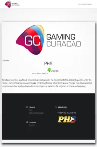 PH8 Licensed by Gaming Curaçao