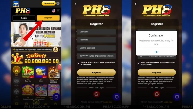 PH8 Register Form